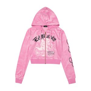 Panther Crown Velour Zip Front Hoodie